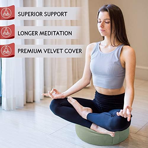 Florensi Yoga ve Meditasyon Paketi / Adaçayı Yeşili Meditasyon Minderi ve Yoga Tekerleği 3'lü Paket