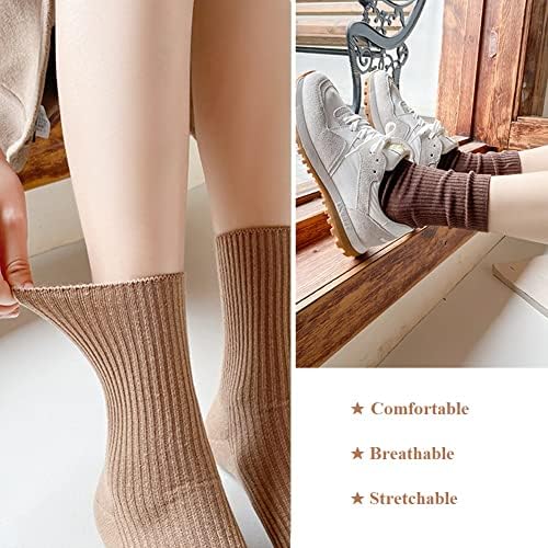 Bayan Mürettebat Çorap Nötr Renkler Pamuk Rahat Ayak Bileği Çizgili Elbise Çorap Kadınlar Bayanlar için 6 Çift