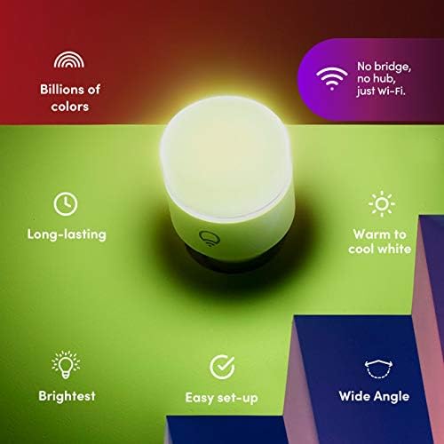 LIFX renk, A19 1100 lümen, Wi-Fi Akıllı LED ampül, Milyarlarca renk ve Beyaz, Köprü Gerektirmez, Alexa, Hey Google, HomeKit ve Siri
