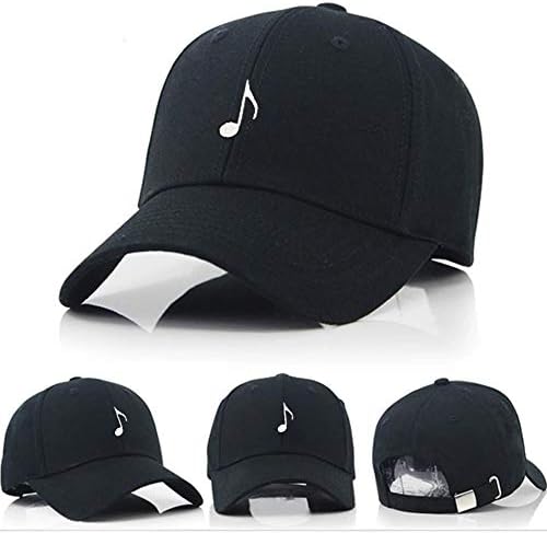 Unisex müzik notu işlemeli pamuklu beyzbol şapkası ayarlanabilir Açık kap rahat baba şapka