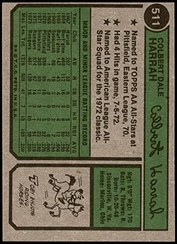 1974 Topps 511 Toby Harrah Texas Rangers (Beyzbol Kartı) VG/ESKİ Rangers