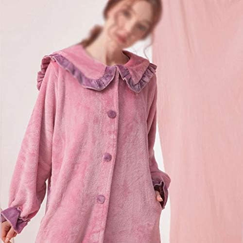 ZSQAW Kadın Çift Yüzlü Flanel Gecelik Mor Pembe Prenses Pijama Gecelik Gecelik Kış Sıcak Ev Elbise Sleepshirt (Renk: B, Boyutu: XX-Büyük)