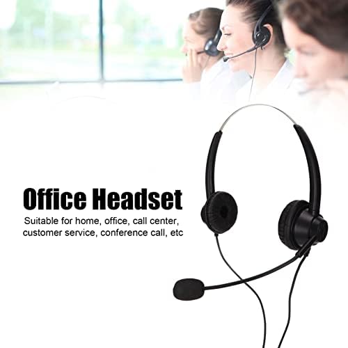 ASHATA Müşteri Hizmetleri Kulaklık Gürültü Iptal RJ9 Fiş Binoral Kablolu Telefon VOIP Telefonlar için mikrofonlu kulaklık, Çağrı Merkezi