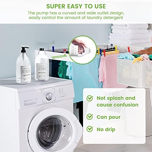 Çiftlik Evi Çamaşır Deterjanı Dispenseri Şişesi-Çamaşır Odası Organizasyonu için 2 Yarım Galon Kalınlığında Plastik Yumuşatıcı Dispenseri