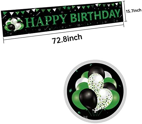 Yeşil Doğum Günü Afiş Süslemeleri Erkekler Kadınlar için, Siyah ve Yeşil Mutlu Doğum Günü Yard Afiş İşareti Parti Malzemeleri, 16th