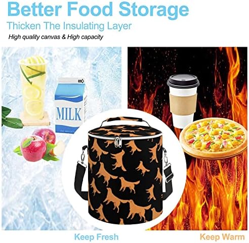Sevimli Golden Retriever Yalıtımlı Çanta Taşınabilir Buz Kutusu Soğutucu omuz Paketi Zip Etrafında Kova Bakkal Alışveriş Piknik İş