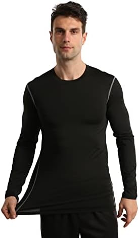 3 Paket Erkek Sıkıştırma Gömlek Uzun Kollu UV Koruma Soğutma Kuru Fit Gömlek Egzersiz Beyzbol Fanila
