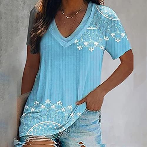 NOKMOPO Kadın Gömlek Iş Rahat Moda Rahat Kısa Kollu Yeni Çift Yaka Üst T-Shirt Temel Kazak Tops