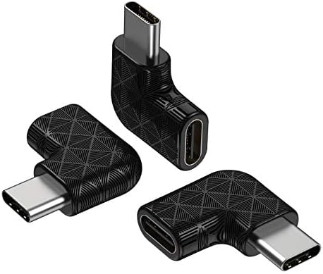 USB C Dik Açı Adaptörü, 90 Derece USB C-USB Tip-C Erkek-Dişi Adaptör (3'lü Paket). Dizüstü Bilgisayar,Tablet ve Cep Telefonu için USB-C