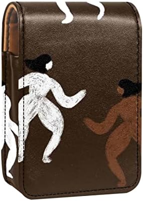ORYUEKAN Ruj Kılıfı Ayna ile Sevimli Taşınabilir Makyaj Çantası kozmetik torbası, Soyut Sanat İnsan