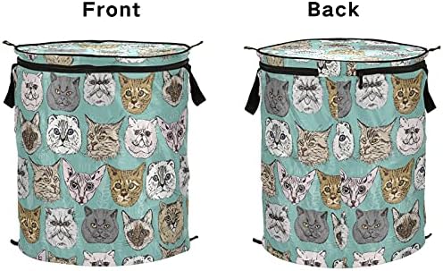 Sevimli Kediler Yavru Pop Up çamaşır sepeti kapaklı Katlanabilir Depolama Sepeti Katlanabilir çamaşır torbası Kamp için Otel Yurdu