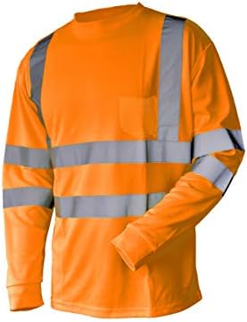 L & M ® Hi Vis T Shirt ANSI Sınıf 3 Yansıtıcı Güvenlik Kireç Turuncu Kısa uzun Kollu yüksek Görünürlük