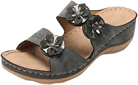 Fudule Sandalet Kadınlar için Şık Yaz, Kadın Premium Ortopedik Burnu açık Sandalet Retro Kaymaz Yaz rahat ayakkabılar