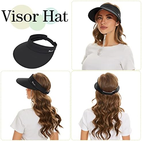 Komorebi güneş şapkaları Kadınlar için Geniş Ağızlı 2 in 1 Zip-Off Visor Paketlenebilir UV Koruma güneşlik şapka Yaz plaj şapkası