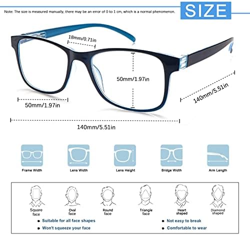 STASTEND 6 Paket okuma gözlüğü mavi ışık engelleme Kadınlar için renkli Bilgisayar Okuyucular hafif bahar Menteşe