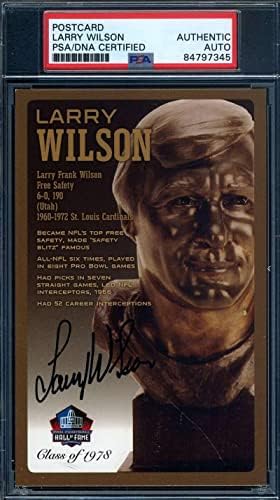 Larry Wilson PSA DNA İmzalı Onur Listesi Bronz Büstü Kartpostal İmzalı-NFL Kesim İmzaları