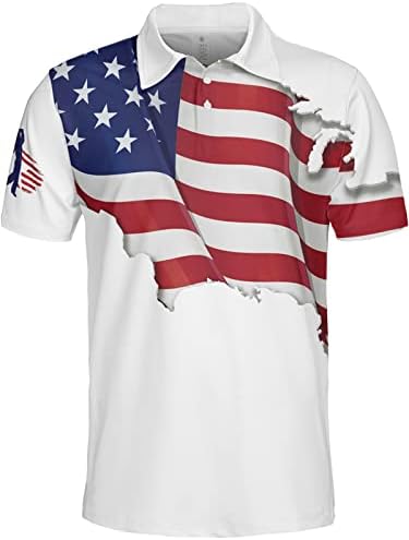 HIVICHI golf tişörtü Erkekler için POLO GÖMLEK Erkek Komik Salıncak Vatansever Amerikan Bayrağı Gömlek Çılgın Kuru Fit Baskılı Polo