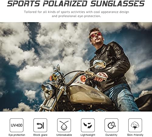 SUNGAİT UV Koruma Polarize Spor Güneş Gözlüğü Erkekler için Hafif Koşu Sürüş Etrafında Çözgü Shades w / anti-sis lensi