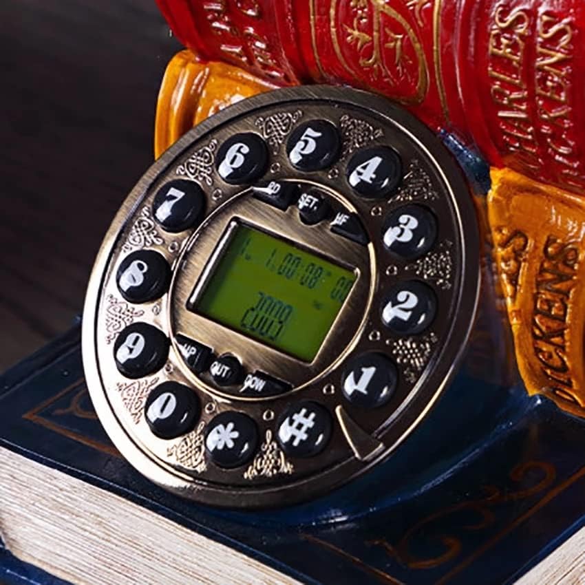 QUUL Retro Kitap Tabanı Sabit Telefon Ev için, Vintage Düğme kadranlı telefon Eski Moda Telefon Kablolu Telefon Eller Serbest, arayan