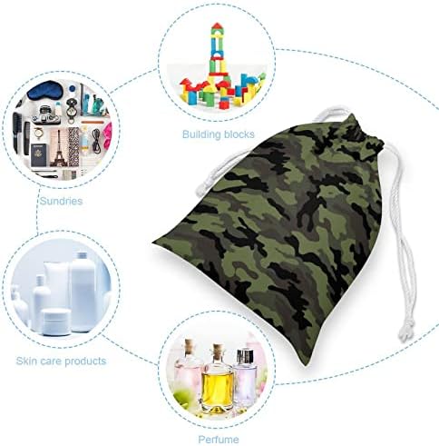 Ordu Yeşil Kamuflaj kanvas saklama çantası Kullanımlık İpli ipli çanta kılıf çanta alışveriş çantası Ev Seyahat için