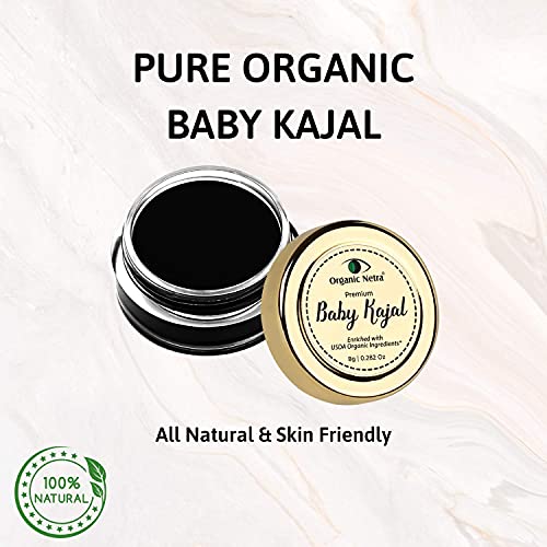 M. P. Organic Netra Baby Kajal - %100 Doğal, USDA Sertifikalı Organik İçeriklerle Zenginleştirilmiş, Kimyasal İçermeyen Kajal, Suya