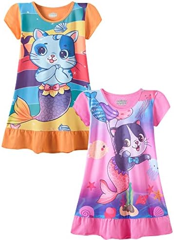 AmberEft Kız Nightgowns Pijama Yumuşak Pamuklu Gecelik gece elbisesi Çocuklar için Uyku Elbise Nightie 2-9 Yıl