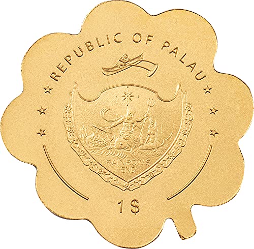 2023 DE Küçük Altın PowerCoin Altın Yonca Şekli Dört Yapraklı Altın Sikke 1 $ Palau Antika Kaplama