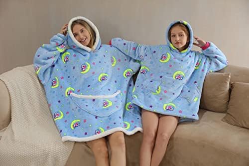 Battaniye Hoodie Çocuklar için 4-12YR Rahat Pazen Giyilebilir Büyük Boy Kapüşonlu Sweatshirt Battaniye Cepler ve Kollu