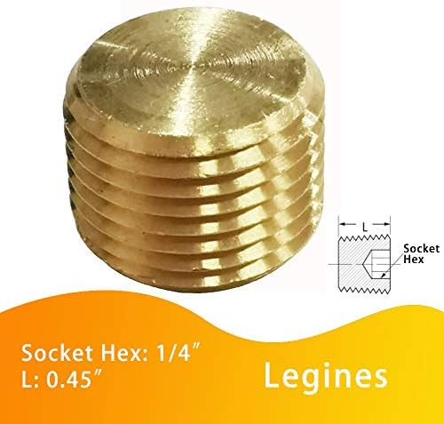 Legines pirinç boru bağlantı parçası Hex Sürücü Havşa Soket Fiş, 1/4 NPT Erkek, 1200psı Yüksek Basınç (2'li paket)