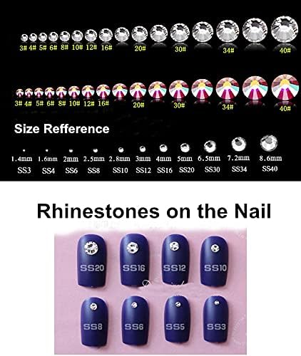 11 Boyutları ışık Safir AB Nail Art Rhinestones Flatback Kristal Strass Cam manikür Taşlar Nail Art Dekorasyon için H0057 - (renk: