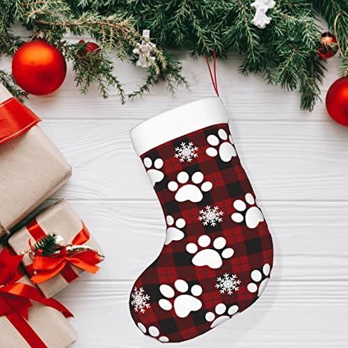 Silinana Köpek Pençe Kar Tanesi Baskı Peluş Noel Çorap askı süsleri Şeker hediye keseleri Aile Tatili için Noel Partisi Dekoru 18 İnç
