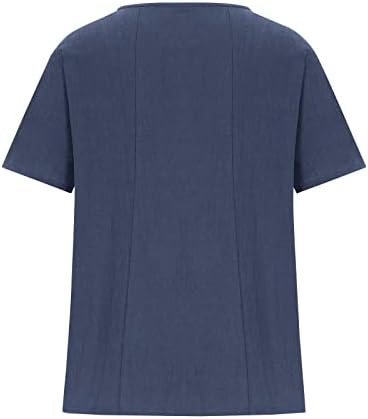 Bluz Gömlek Kadınlar için Kısa Kollu Tekne Boyun Keten Pamuk Gül Papatya Çiçek Grafik Artı Boyutu Rahat Gömlek CA