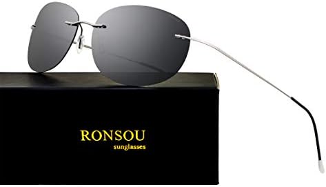 RONSOU Ultralight Çerçevesiz Polarize Güneş Gözlüğü Erkekler Kadınlar için Vintage Titanyum Çerçevesiz Renkli Moda Tonları