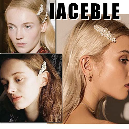 Iaceble Boho İnci Çiçek saç tokası Barrette Altın İnci saç tokası Pimleri Fransız İnci Yan Klip Firkete Düğün Gelin saç tokası s Dekoratif