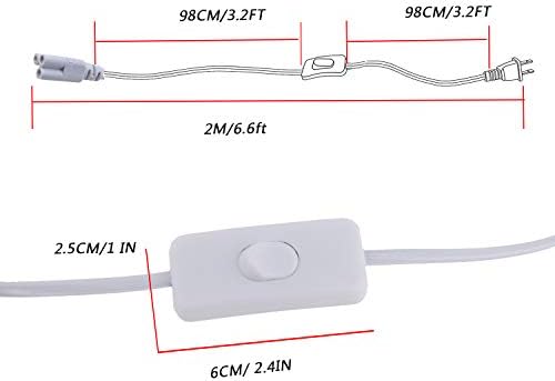 Rextın 2 paketi 6.6 FT T5 T8 LED Tüp Güç Uzatma Kablosu ile On / Off Anahtarı ABD Plug İçin LED T5 T8 tüp lamba Entegre LED aydınlatma