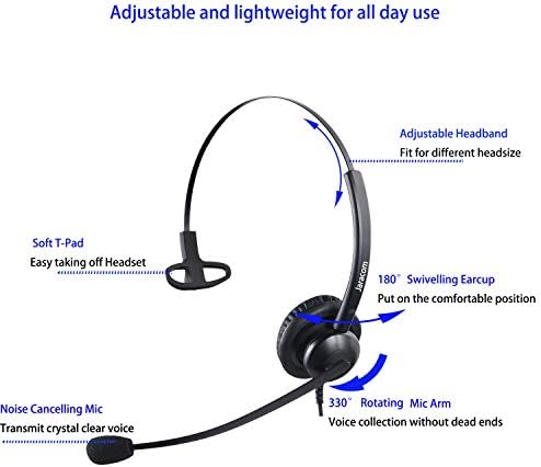 PC için Mikrofonlu 3,5 mm Kulaklık, Kulak Üstü Bilgisayar Dizüstü Bilgisayar Gürültü Önleyici Mikrofonlu Kulaklıklar Ev Ofisi için