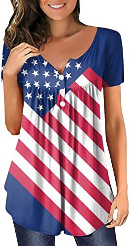 Gömlek Kadın Kısa Kollu Bağımsızlık Günü Kadınlar için Artı Boyutu Amerikan 4th Temmuz Baskılı V Boyun Kısa Kollu T