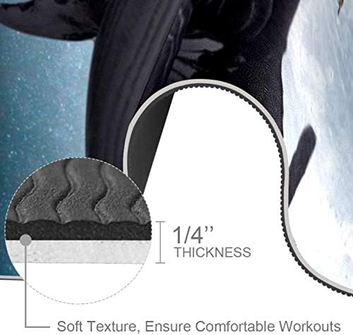 Unicey Balina Ay Deniz Okyanus Gece Kalın Kaymaz Egzersiz ve Fitness 1/4 Yoga mat Yoga Pilates ve Zemin Fitness Egzersiz (61x183cm)