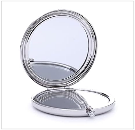 WODMB Küçük Kozmetik Ayna Katlanır Çift Taraflı Taşınabilir Taşıma Soyunma Retro Ayna Gümüş 1 Tarafı (Renk: A, Boyut: Çap 6.5 cm)
