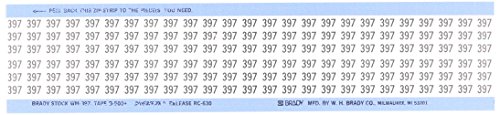 Brady WM-397-PK Yeniden Konumlandırılabilir Vinil Kumaş (B-500), Siyah Beyaz, Katı Sayılar Tel İşaretleyici Kartı (25 Kart)