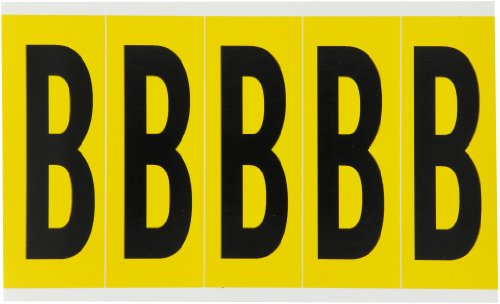 Brady 1560-B, 15 Seri Numarası ve Harf Kartı, 5 Yükseklik x 1 3/4 Genişlik, Sarı üzerine Siyah, Gösterge B (Kart başına 5)