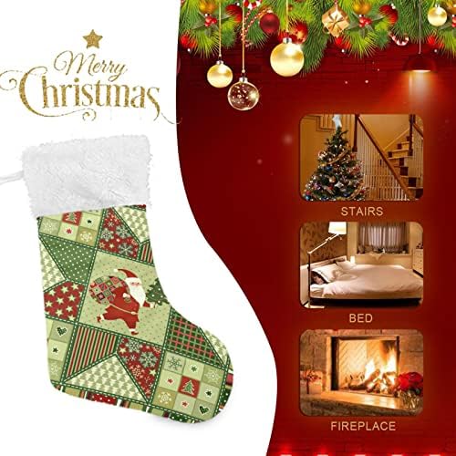 ALAZA Noel Çorap Noel Baba Patchwork Klasik Kişiselleştirilmiş Büyük Çorap Süslemeleri Aile Tatil Sezonu için Parti Dekor 1 Paket,