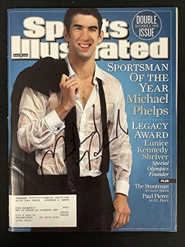 Michael Phelps İmzalı Sports Illustrated Mag 12/8/08 Olimpiyat Altın SOYA Oto JSA İmzalı Olimpiyat Dergileri