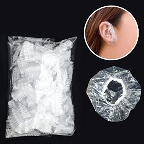 Zerodeko 200 pcs Tek Kullanımlık Kulak Kapakları Plastik Su Geçirmez Kulak Koruyucuları Elastik Temizle Kulak Kapakları Salon Kuaförlük