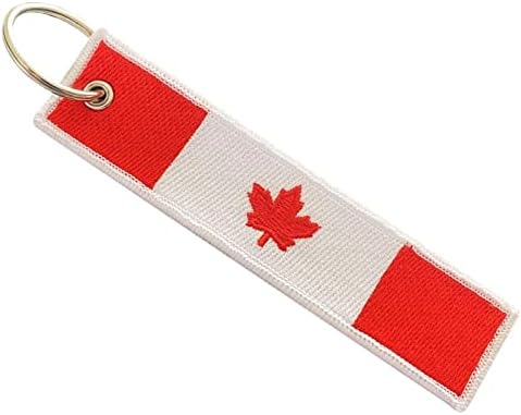 Anahtarlıklı Kanada Bayrağı Anahtarlık Etiketi, %100 İşlemeli, Motosikletler, Arabalar ve Çantalar için Anahtarlık
