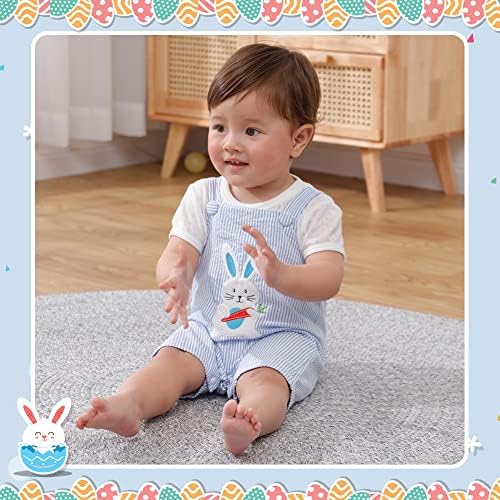 XİFAMNİY Bebek Erkek Paskalya Kıyafetleri Paskalya Gofre Romper Gofre Bebek Tavşan Desen Romper…
