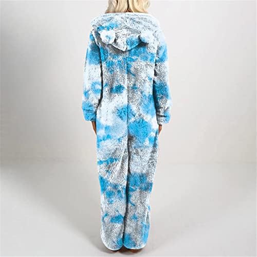 MtsDJSKF Seksi Kulübü Kıyafetler Kadınlar için Kadın Kış Tulum Uzun Kollu Kapşonlu Casual Tulum Pijama Kış Sıcak Yumuşak