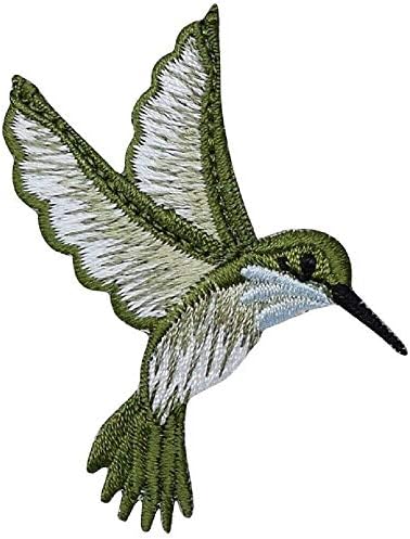 Serin Yamalar Orijinal Tasarım Yamalar Hummingbird Aplike Yama-Yeşil, Beyaz, Kuş Rozeti 2-3 / 8 (Demir) Moda Çizimleri