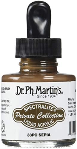 Dr. Ph. Martin's Spectralite Private Collection Sıvı Akrilik (33 ADET) Akrilik Boya Şişesi, 1,0 oz, Sepya, 1 Şişe