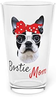 Bira bardağı Bira bardağı 16oz Retro Boston Terrier Köpek Sahibi Hediye Vintage Bostie Anne Serin Anne Grafik Erkekler Kadınlar 16oz